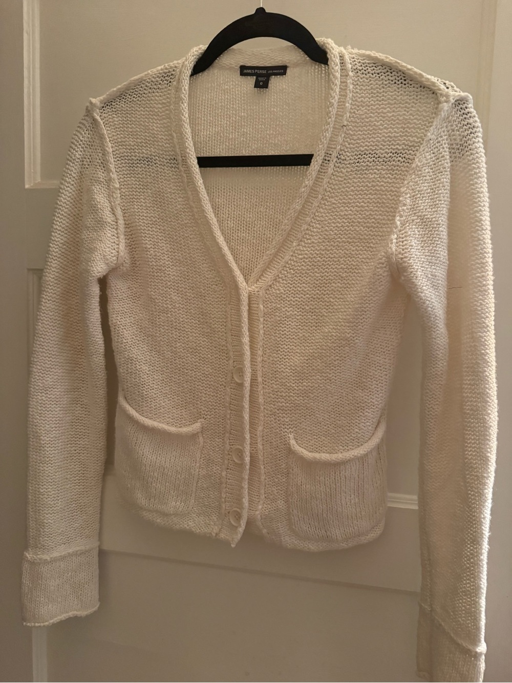 James Perse Luxury Cotton Linen Open Knit Cardigan - Off-white / Size 0 (XS)